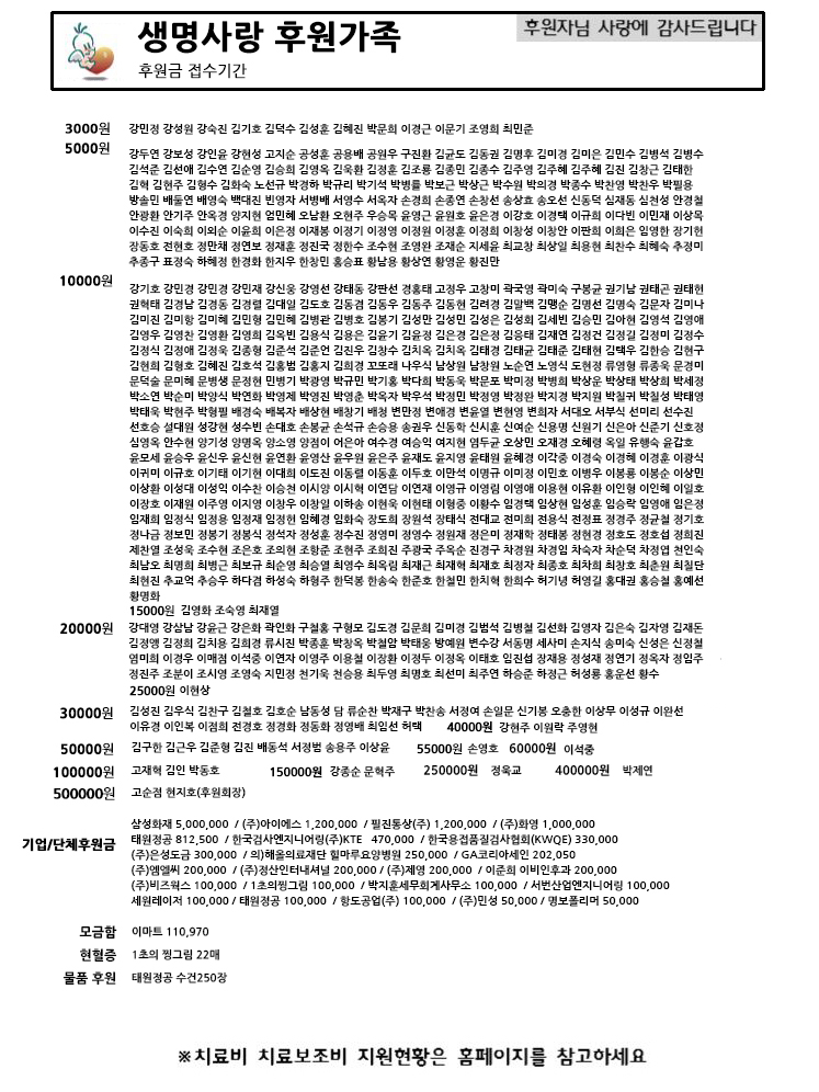 생명사랑 후원가족 7월